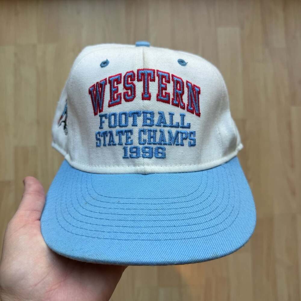 Vintage Western Warriors Michigan Football 1996 Snapback Hat Blue White